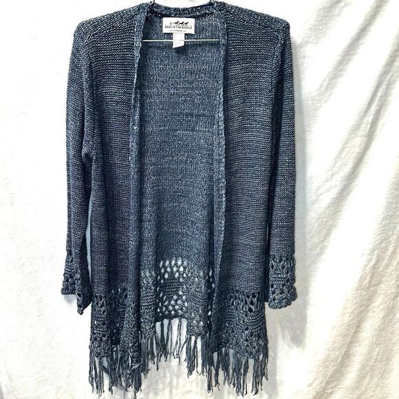 Back In The Saddle Blue Fringe Open front Cardigan Sz Small Western Wear - Picture 1 of 3